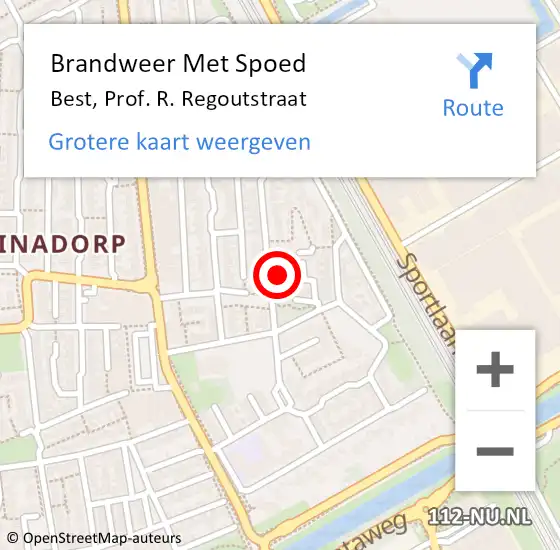 Locatie op kaart van de 112 melding: Brandweer Met Spoed Naar Best, Prof. R. Regoutstraat op 26 mei 2022 20:40