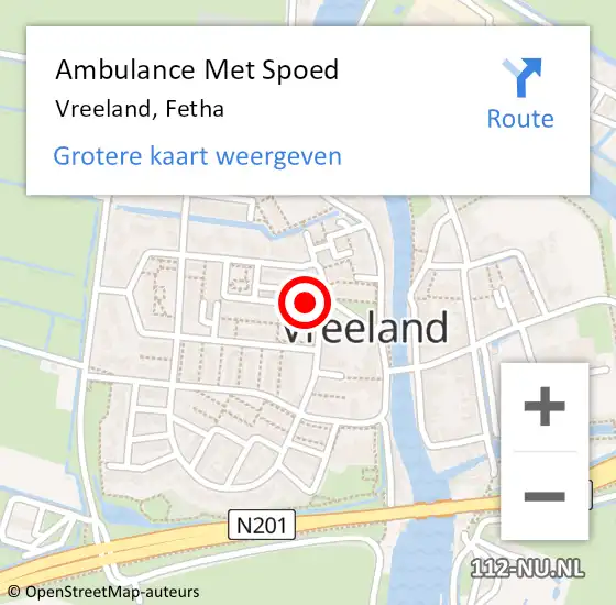 Locatie op kaart van de 112 melding: Ambulance Met Spoed Naar Vreeland, Fetha op 18 juli 2014 13:18