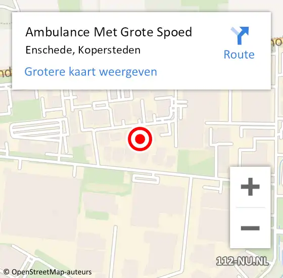 Locatie op kaart van de 112 melding: Ambulance Met Grote Spoed Naar Enschede, Kopersteden op 26 mei 2022 21:17