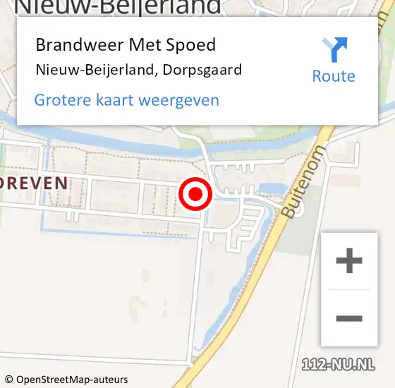 Locatie op kaart van de 112 melding: Brandweer Met Spoed Naar Nieuw-Beijerland, Dorpsgaard op 26 mei 2022 21:30