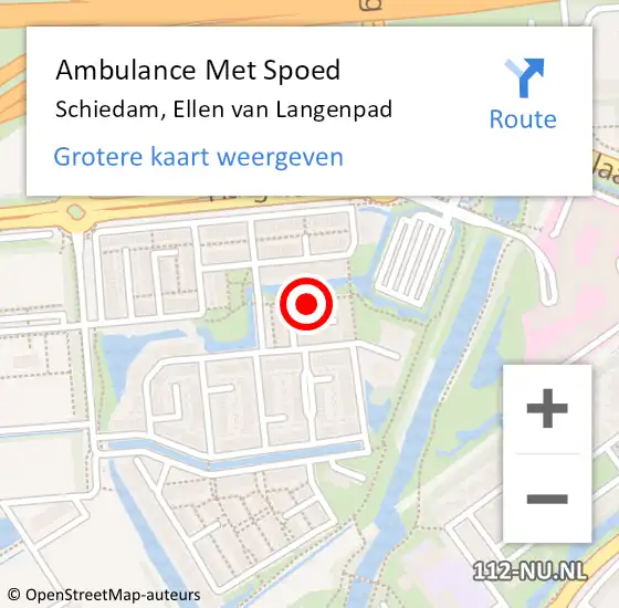 Locatie op kaart van de 112 melding: Ambulance Met Spoed Naar Schiedam, Ellen van Langenpad op 26 mei 2022 21:36