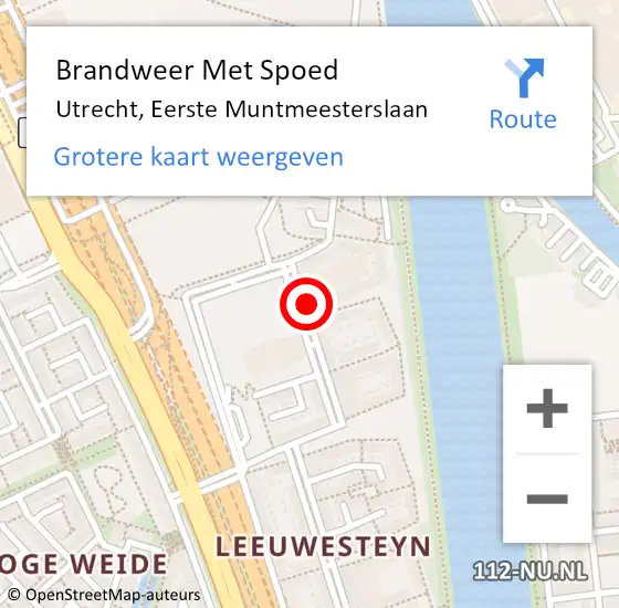 Locatie op kaart van de 112 melding: Brandweer Met Spoed Naar Utrecht, Eerste Muntmeesterslaan op 26 mei 2022 21:41