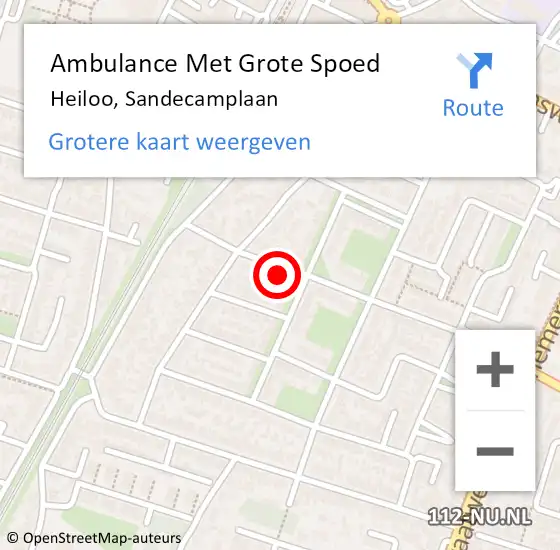 Locatie op kaart van de 112 melding: Ambulance Met Grote Spoed Naar Heiloo, Sandecamplaan op 26 mei 2022 22:03