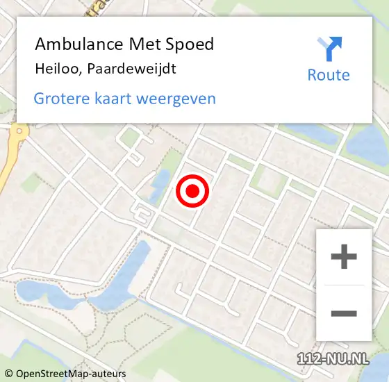 Locatie op kaart van de 112 melding: Ambulance Met Spoed Naar Heiloo, Paardeweijdt op 18 juli 2014 13:25