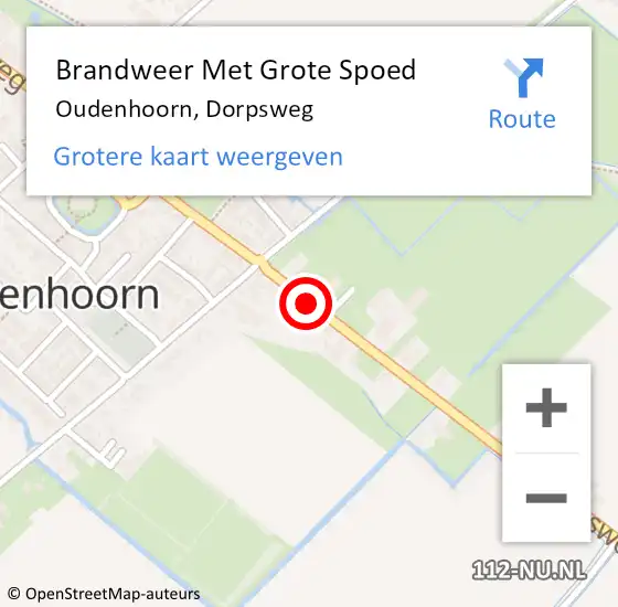 Locatie op kaart van de 112 melding: Brandweer Met Grote Spoed Naar Oudenhoorn, Dorpsweg op 26 mei 2022 22:28