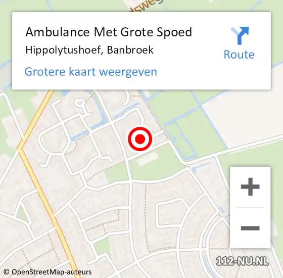 Locatie op kaart van de 112 melding: Ambulance Met Grote Spoed Naar Hippolytushoef, Banbroek op 26 mei 2022 22:32