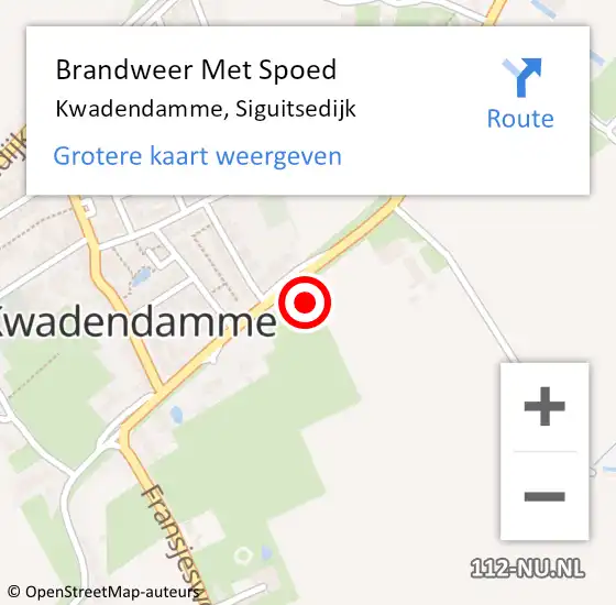 Locatie op kaart van de 112 melding: Brandweer Met Spoed Naar Kwadendamme, Siguitsedijk op 26 mei 2022 22:44