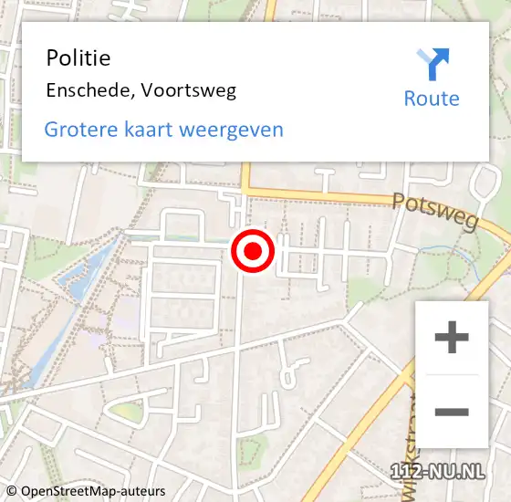 Locatie op kaart van de 112 melding: Politie Enschede, Voortsweg op 26 mei 2022 22:57