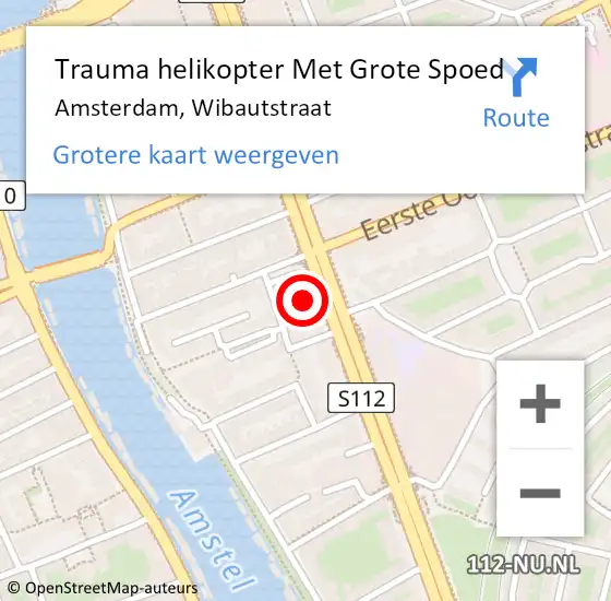 Locatie op kaart van de 112 melding: Trauma helikopter Met Grote Spoed Naar Amsterdam, Wibautstraat op 26 mei 2022 23:05