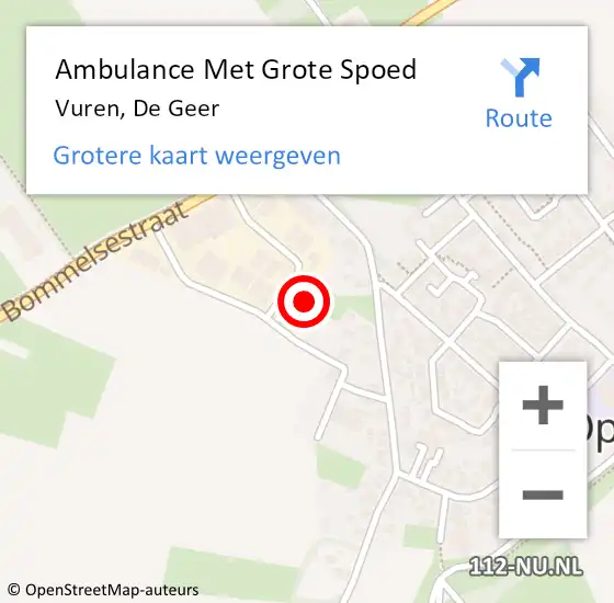 Locatie op kaart van de 112 melding: Ambulance Met Grote Spoed Naar Vuren, De Geer op 26 mei 2022 23:19