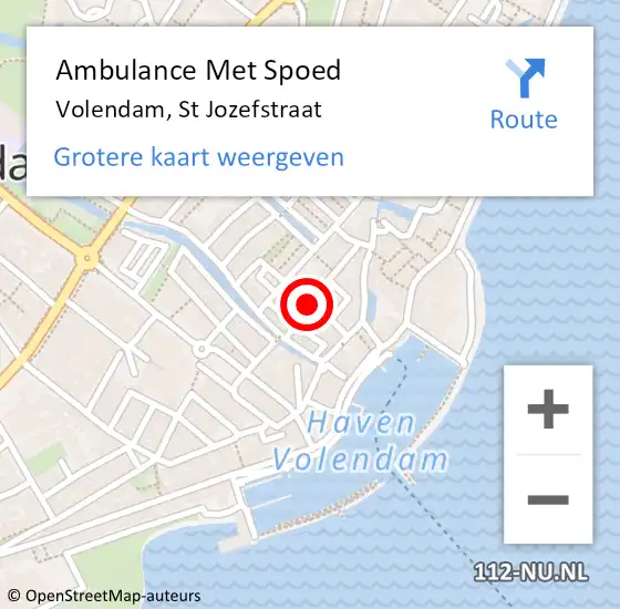 Locatie op kaart van de 112 melding: Ambulance Met Spoed Naar Volendam, St Jozefstraat op 27 mei 2022 00:04