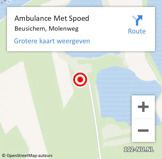 Locatie op kaart van de 112 melding: Ambulance Met Spoed Naar Beusichem, Molenweg op 27 mei 2022 00:11