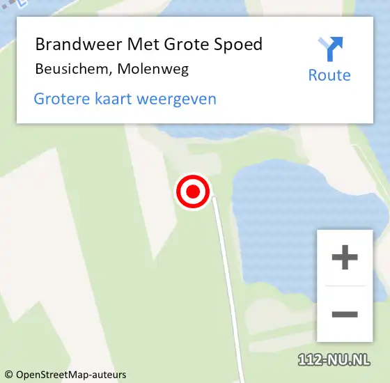 Locatie op kaart van de 112 melding: Brandweer Met Grote Spoed Naar Beusichem, Molenweg op 27 mei 2022 00:11