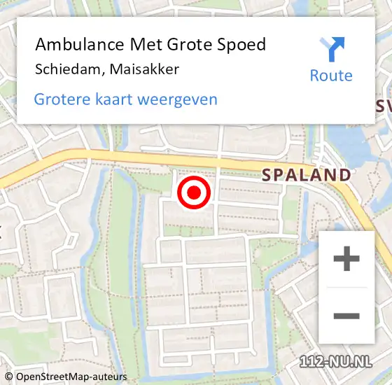 Locatie op kaart van de 112 melding: Ambulance Met Grote Spoed Naar Schiedam, Maisakker op 27 mei 2022 00:17