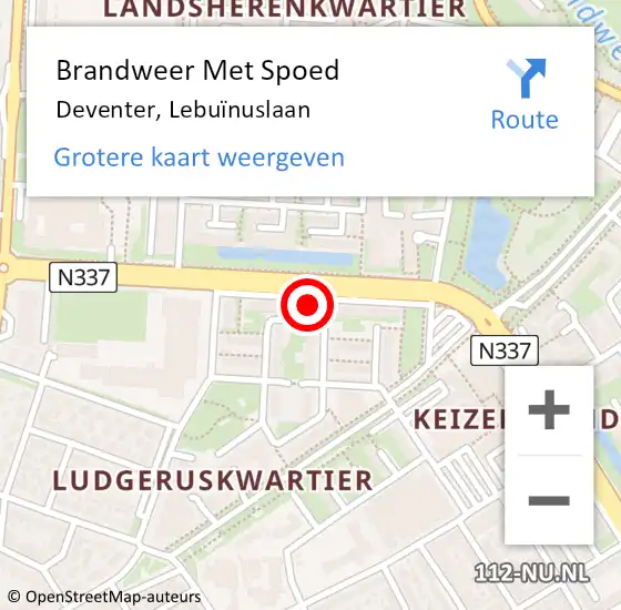 Locatie op kaart van de 112 melding: Brandweer Met Spoed Naar Deventer, Lebuïnuslaan op 27 mei 2022 00:20