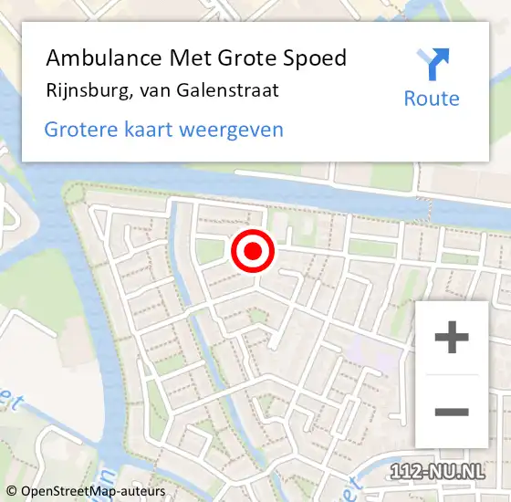 Locatie op kaart van de 112 melding: Ambulance Met Grote Spoed Naar Rijnsburg, van Galenstraat op 27 mei 2022 00:54