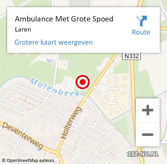 Locatie op kaart van de 112 melding: Ambulance Met Grote Spoed Naar Laren op 27 mei 2022 01:18