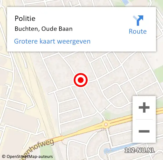 Locatie op kaart van de 112 melding: Politie Buchten, Oude Baan op 27 mei 2022 02:16