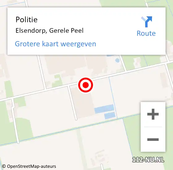 Locatie op kaart van de 112 melding: Politie Elsendorp, Gerele Peel op 27 mei 2022 04:12