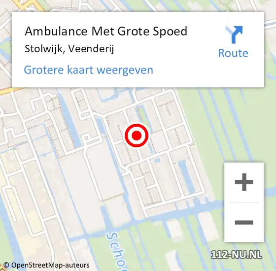 Locatie op kaart van de 112 melding: Ambulance Met Grote Spoed Naar Stolwijk, Veenderij op 27 mei 2022 05:23