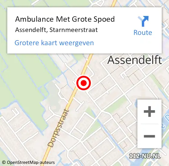 Locatie op kaart van de 112 melding: Ambulance Met Grote Spoed Naar Assendelft, Starnmeerstraat op 27 mei 2022 05:52