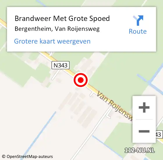 Locatie op kaart van de 112 melding: Brandweer Met Grote Spoed Naar Bergentheim, Van Roijensweg op 18 juli 2014 13:44