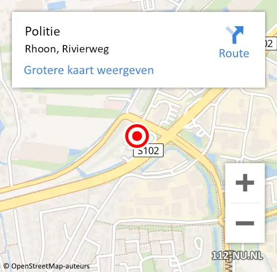 Locatie op kaart van de 112 melding: Politie Rhoon, Rivierweg op 27 mei 2022 06:30