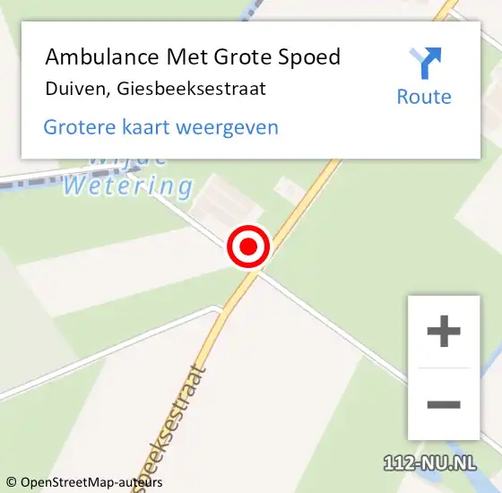 Locatie op kaart van de 112 melding: Ambulance Met Grote Spoed Naar Duiven, Giesbeeksestraat op 27 mei 2022 06:47