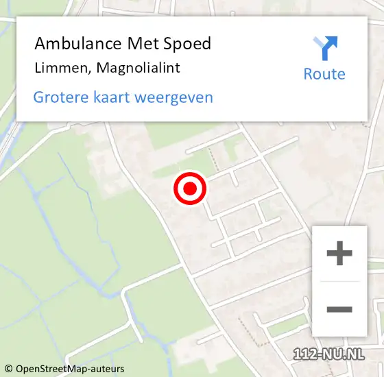 Locatie op kaart van de 112 melding: Ambulance Met Spoed Naar Limmen, Magnolialint op 27 mei 2022 07:00