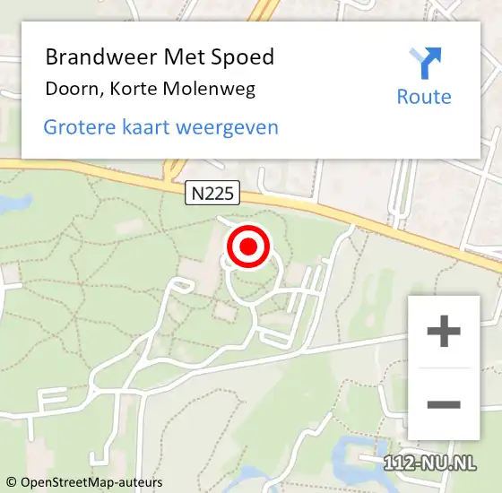 Locatie op kaart van de 112 melding: Brandweer Met Spoed Naar Doorn, Korte Molenweg op 27 mei 2022 07:25
