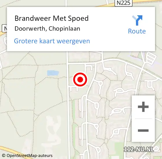 Locatie op kaart van de 112 melding: Brandweer Met Spoed Naar Doorwerth, Chopinlaan op 27 mei 2022 08:55