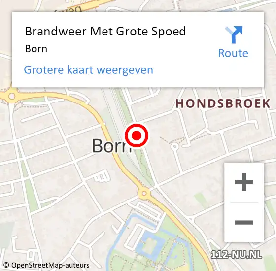 Locatie op kaart van de 112 melding: Brandweer Met Grote Spoed Naar Born op 27 mei 2022 08:56