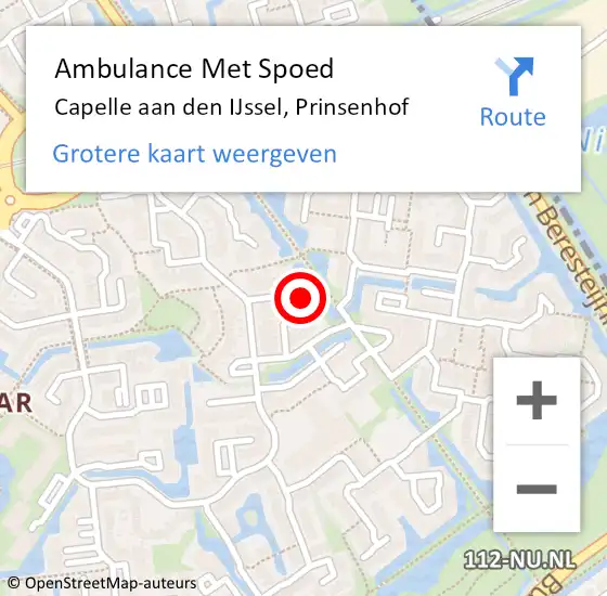 Locatie op kaart van de 112 melding: Ambulance Met Spoed Naar Capelle aan den IJssel, Prinsenhof op 27 mei 2022 09:41