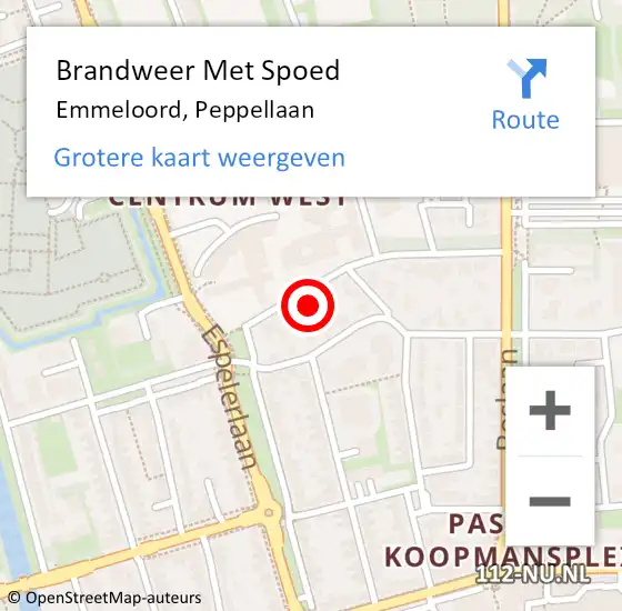 Locatie op kaart van de 112 melding: Brandweer Met Spoed Naar Emmeloord, Peppellaan op 27 mei 2022 10:05