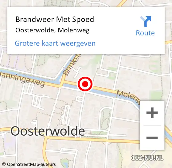 Locatie op kaart van de 112 melding: Brandweer Met Spoed Naar Oosterwolde, Molenweg op 27 mei 2022 10:06