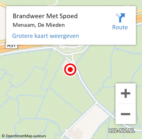 Locatie op kaart van de 112 melding: Brandweer Met Spoed Naar Menaam, De Mieden op 27 mei 2022 10:12