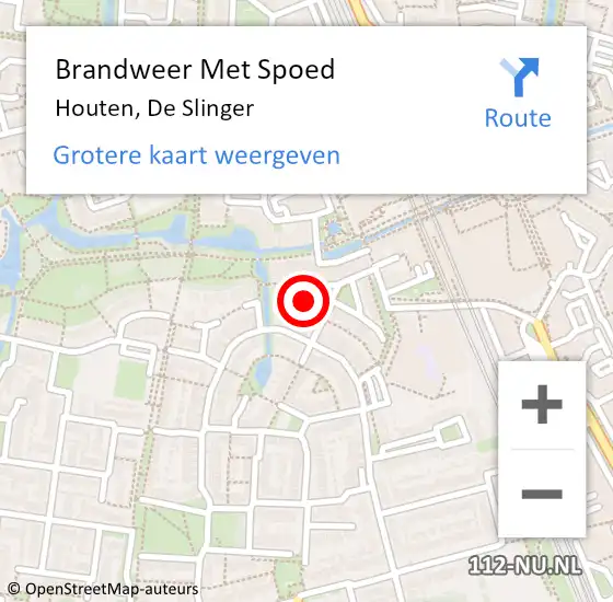 Locatie op kaart van de 112 melding: Brandweer Met Spoed Naar Houten, De Slinger op 27 mei 2022 10:16