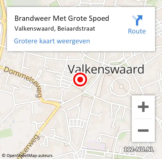 Locatie op kaart van de 112 melding: Brandweer Met Grote Spoed Naar Valkenswaard, Beiaardstraat op 27 mei 2022 10:29