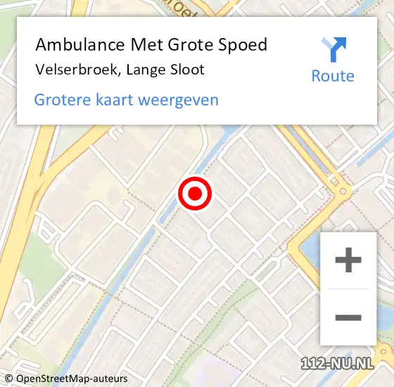 Locatie op kaart van de 112 melding: Ambulance Met Grote Spoed Naar Velserbroek, Lange Sloot op 27 mei 2022 10:30