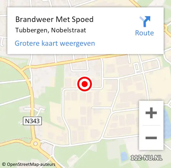 Locatie op kaart van de 112 melding: Brandweer Met Spoed Naar Tubbergen, Nobelstraat op 27 mei 2022 10:32