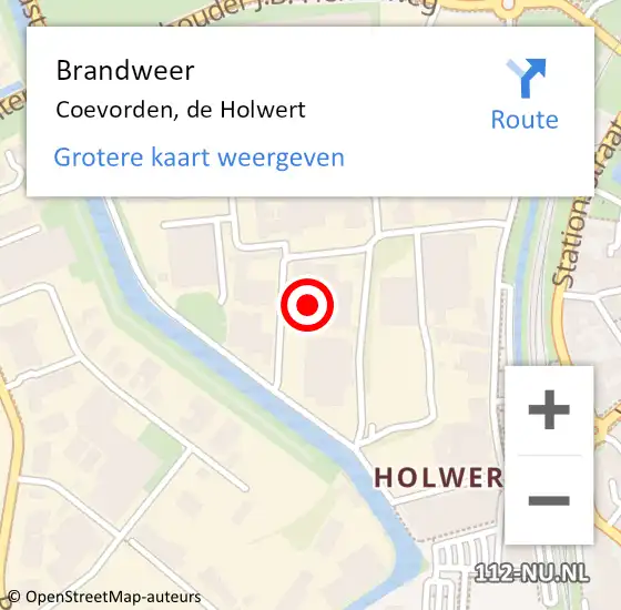 Locatie op kaart van de 112 melding: Brandweer Coevorden, de Holwert op 27 mei 2022 10:35