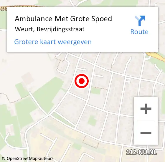 Locatie op kaart van de 112 melding: Ambulance Met Grote Spoed Naar Weurt, Bevrijdingsstraat op 27 mei 2022 10:44