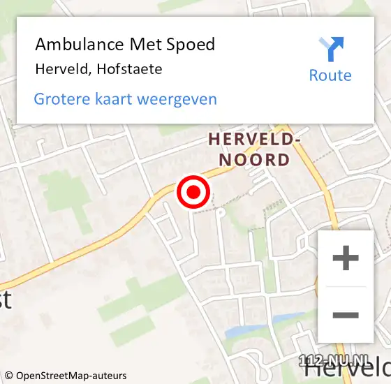 Locatie op kaart van de 112 melding: Ambulance Met Spoed Naar Herveld, Hofstaete op 27 mei 2022 10:46