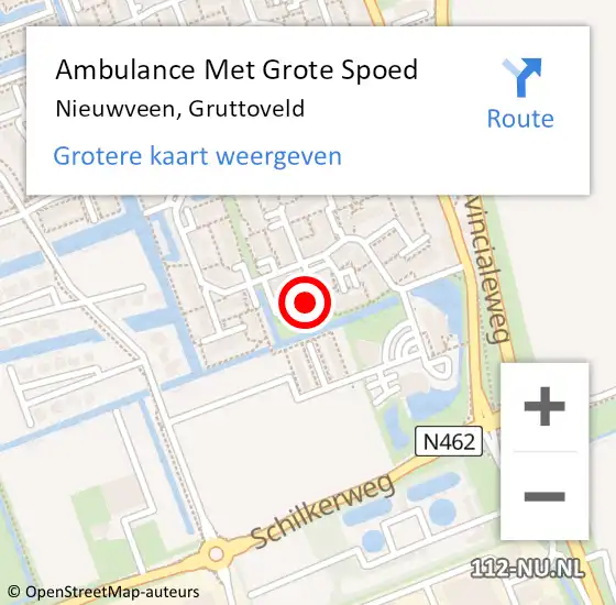 Locatie op kaart van de 112 melding: Ambulance Met Grote Spoed Naar Nieuwveen, Gruttoveld op 27 mei 2022 11:43