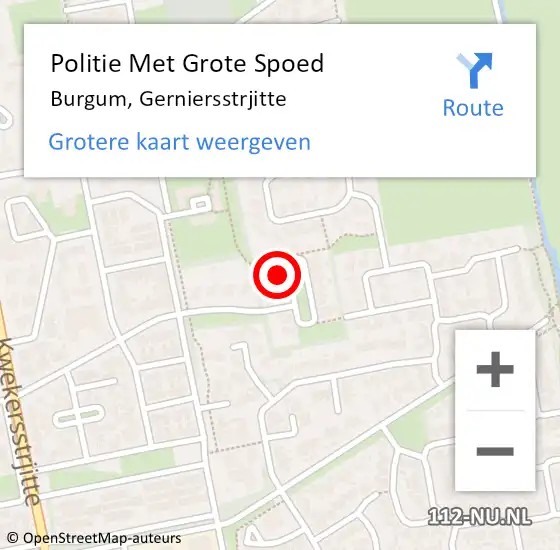 Locatie op kaart van de 112 melding: Politie Met Grote Spoed Naar Burgum, Gerniersstrjitte op 27 mei 2022 11:55