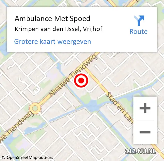 Locatie op kaart van de 112 melding: Ambulance Met Spoed Naar Krimpen aan den IJssel, Vrijhof op 27 mei 2022 11:57