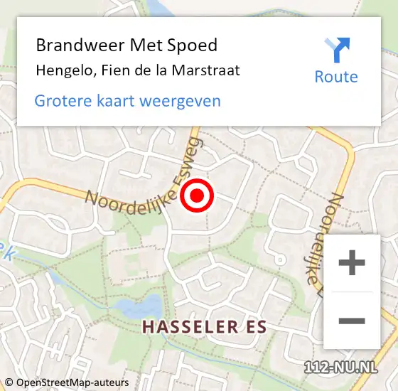 Locatie op kaart van de 112 melding: Brandweer Met Spoed Naar Hengelo, Fien de la Marstraat op 27 mei 2022 12:09