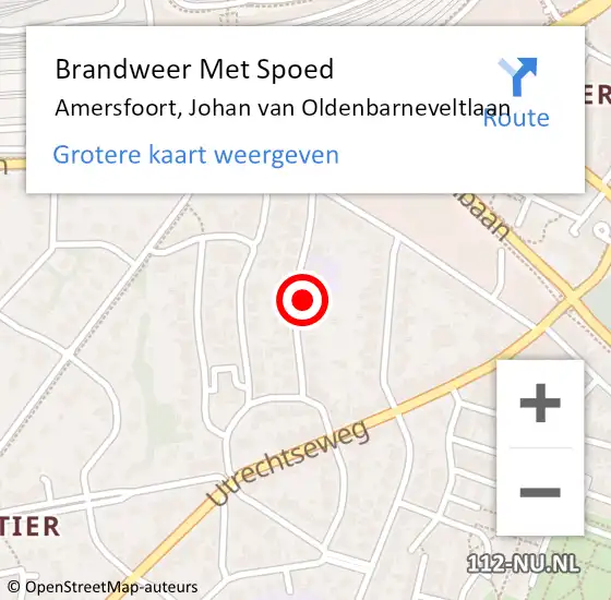 Locatie op kaart van de 112 melding: Brandweer Met Spoed Naar Amersfoort, Johan van Oldenbarneveltlaan op 27 mei 2022 12:14