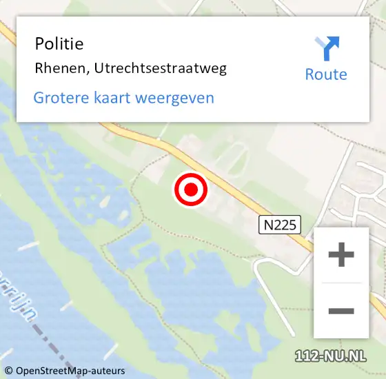 Locatie op kaart van de 112 melding: Politie Rhenen, Utrechtsestraatweg op 27 mei 2022 12:40