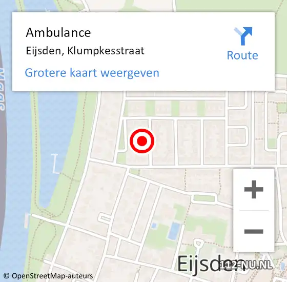 Locatie op kaart van de 112 melding: Ambulance Eijsden, Klumpkesstraat op 18 juli 2014 14:13